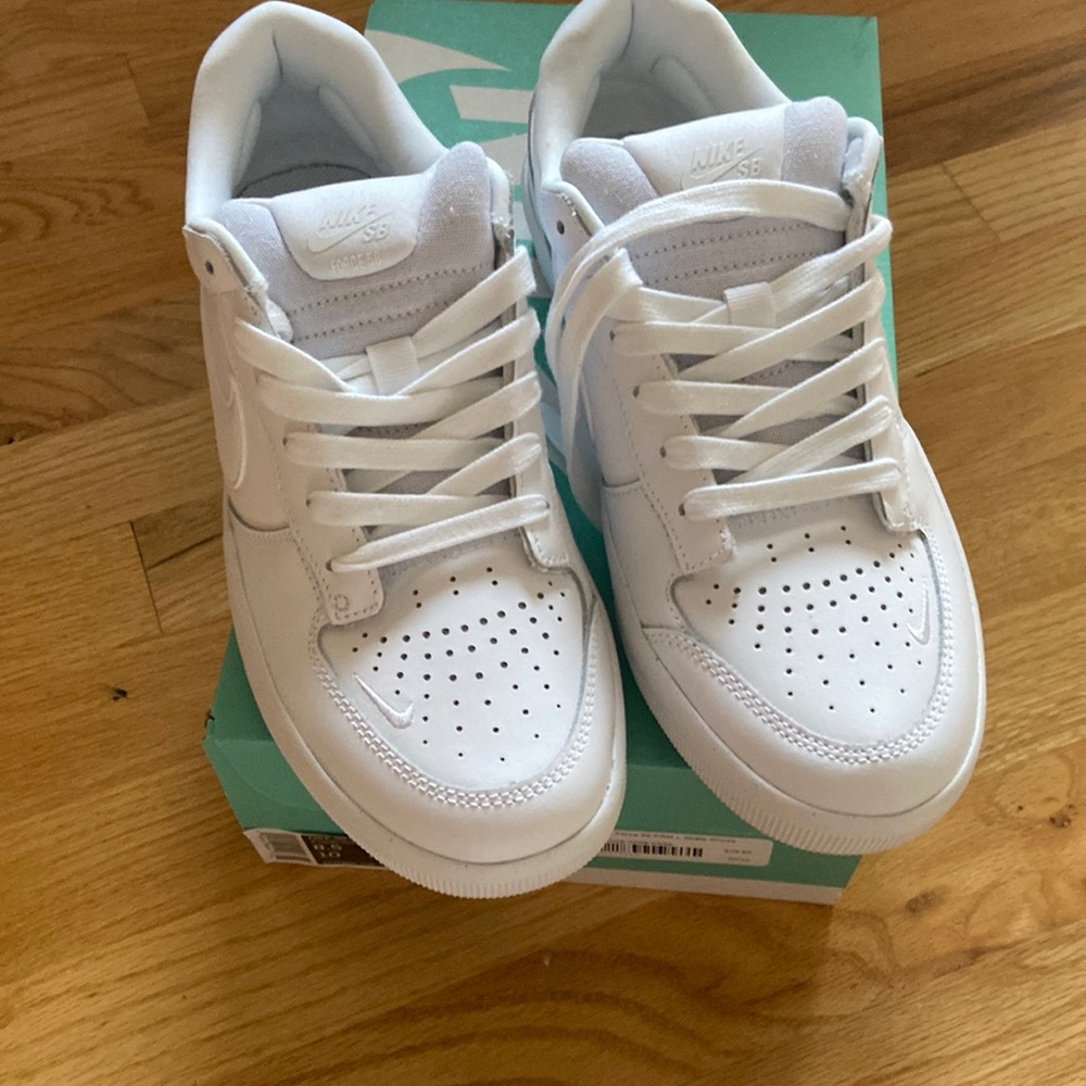 All white Nike SB force 58 sneakers